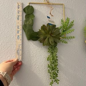 Square Gold and Green succulent and leaf wall art